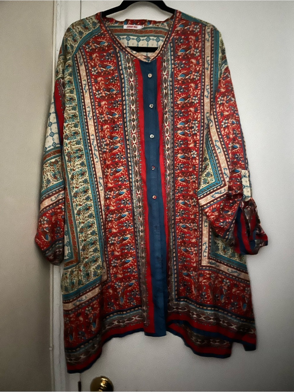 Johnny Was Long sleeve button down pure silk blouse